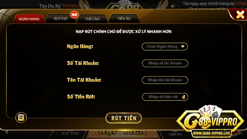 Hướng dẫn rút tiền Go88 Hướng dẫn rút tiền Go88