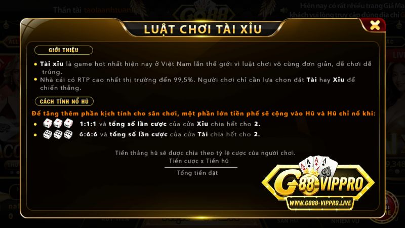 Luật chơi tài xỉu Go88 chi tiết Luật chơi tài xỉu Go88 chi tiết
