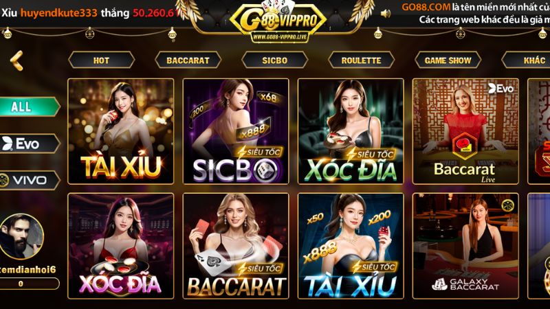 Sảnh game live casino hấp dẫn tại Go88 Sảnh game live casino hấp dẫn tại Go88
